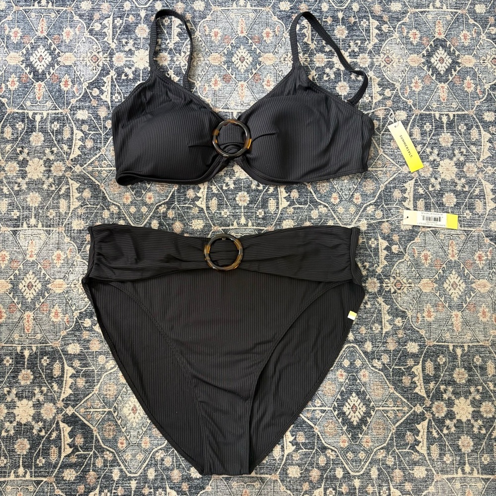 Summersalt Ribbed Blaxk Bikini High Waisted - Size 20 NEW!